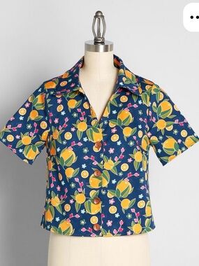 ModCloth-Orange Blossom Breezes Button-Up Top